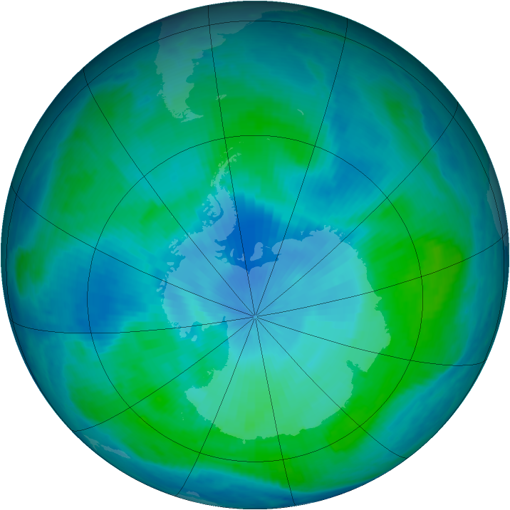 Antarctic ozone map for 07 February 2000